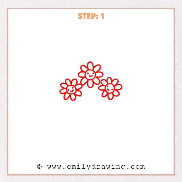 how to draw a spring flowers - Step 1